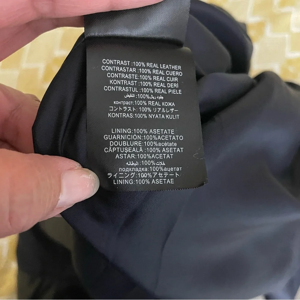 bebe Leather Trim Navy Blue Sleeveless Textured Dress Size M V-Neck Lined Party - Picture 10 of 13